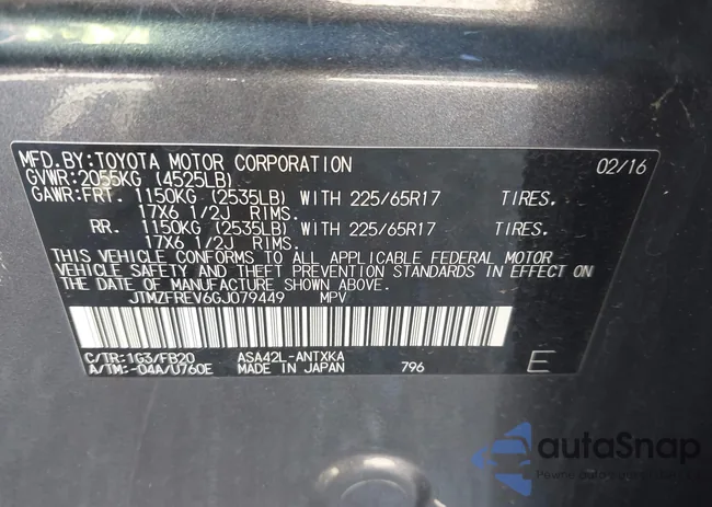 JTMZFREV6GJ079449: 43193812