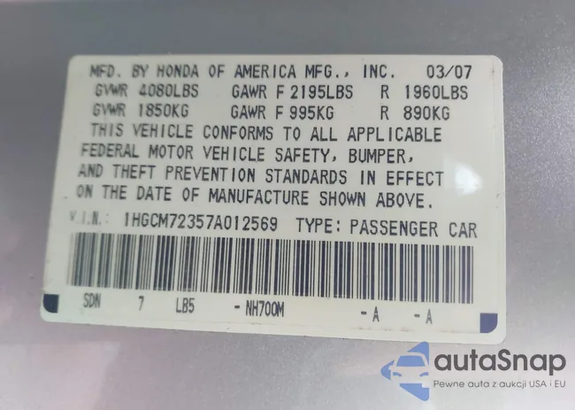 1HGCM72357A012569: 43193932