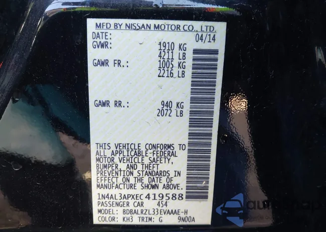 1N4AL3APXEC419588: 43195043