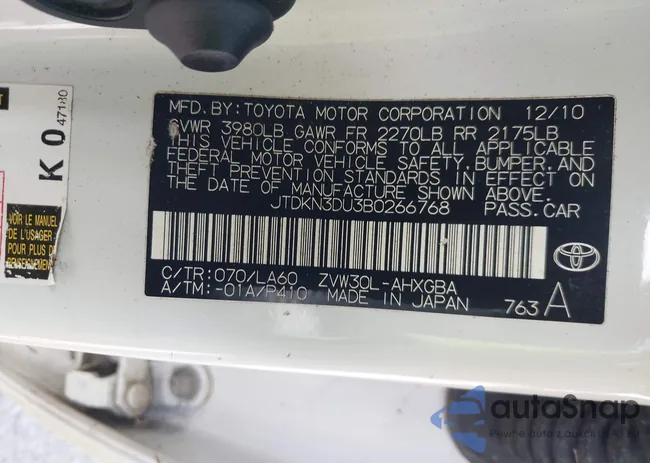 JTDKN3DU3B0266768: 43195054