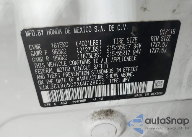 3CZRU5G5XGM729022: 43195143