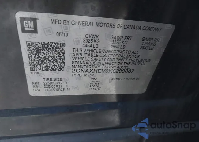 2GNAXHEV0K6299087: 43195259