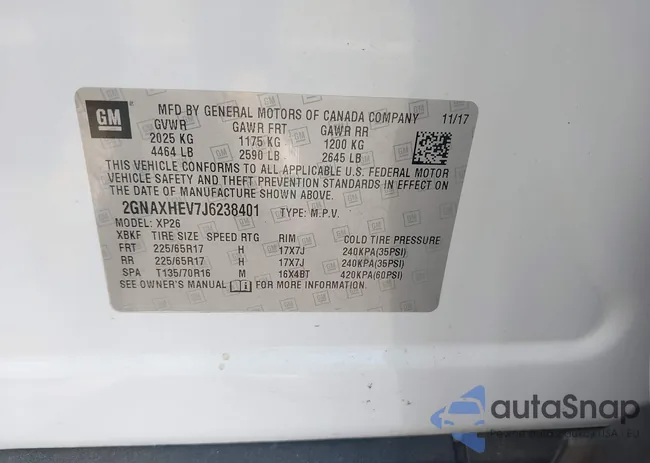 2GNAXHEV7J6238401: 43195275