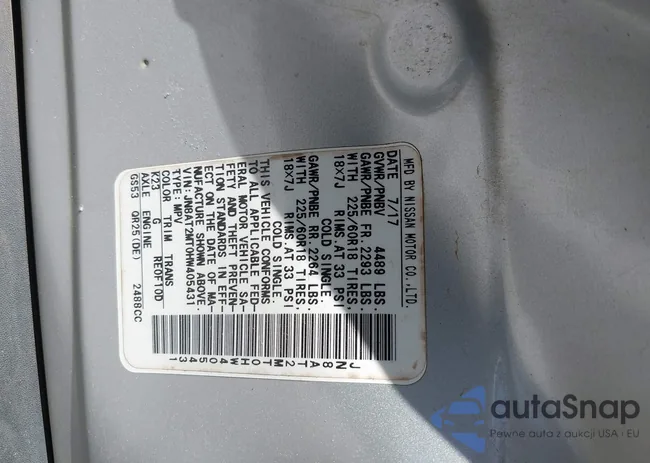 JN8AT2MT0HW405431: 43195309