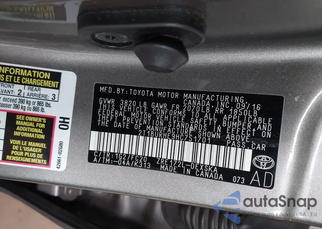 2T1BURHE9HC751701: 43195418