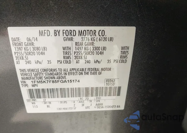 1FM5K7F85FGA15174: 43195422