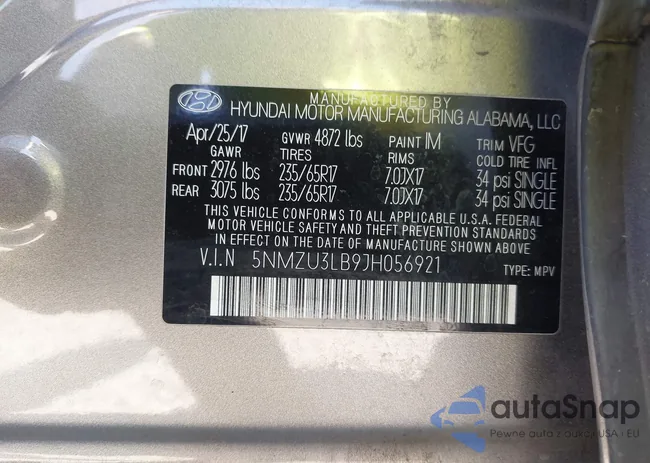 5NMZU3LB9JH056921: 43195449