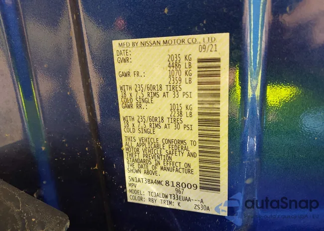 5N1AT3BA4MC818009: 43195501