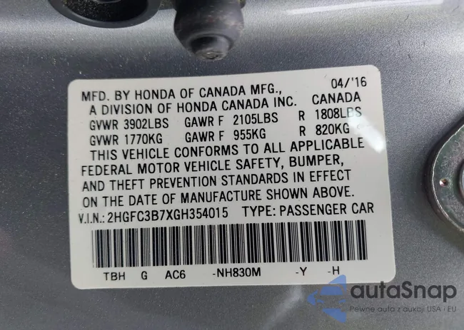 2HGFC3B7XGH354015: 43195504