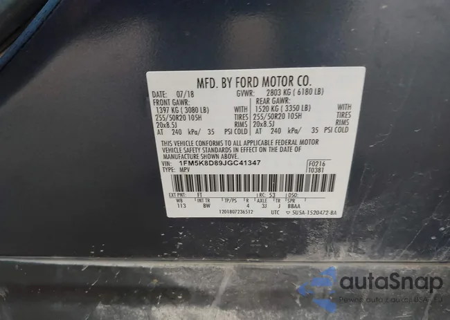 1FM5K8D89JGC41347: 43194772