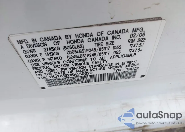 2HJYK16216H559620: 43194868