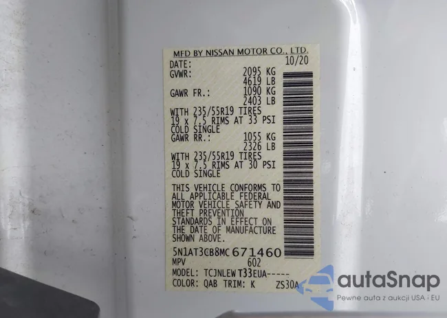 5N1AT3CB8MC671460: 43194907