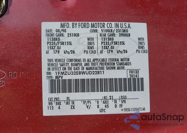 1FMZU32E8WUD22811: 43196036