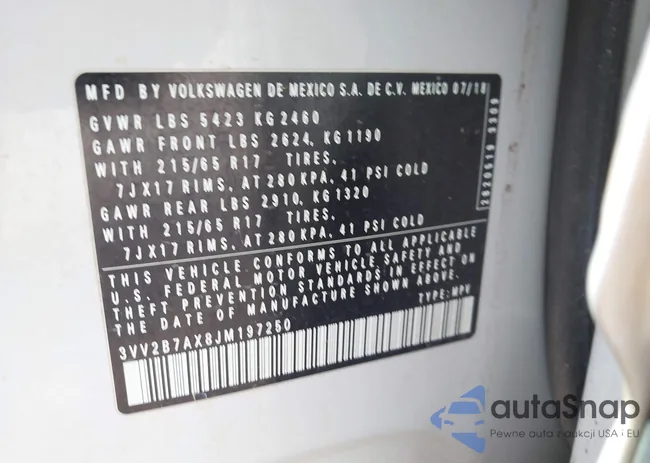 3VV2B7AX8JM197250: 43196041