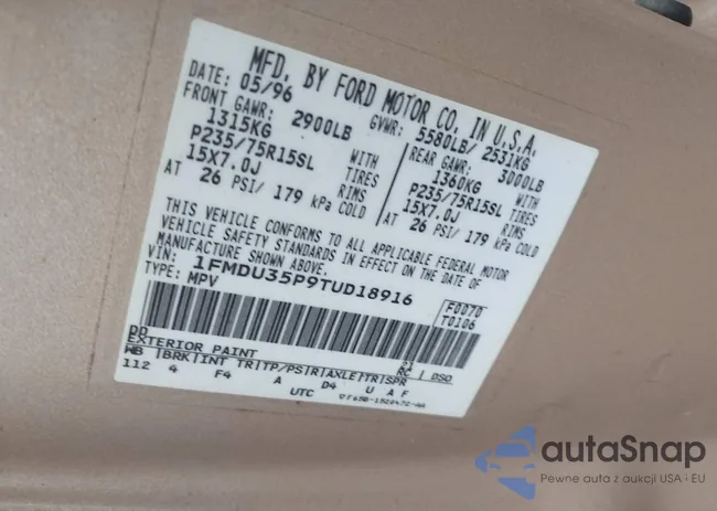 1FMDU35P9TUD18916: 43196085