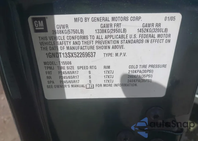 1GNDT13SX52269637: 43196096