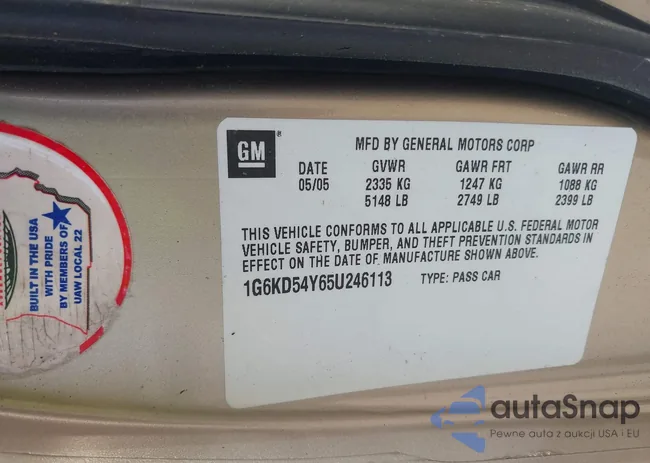1G6KD54Y65U246113: 43196143