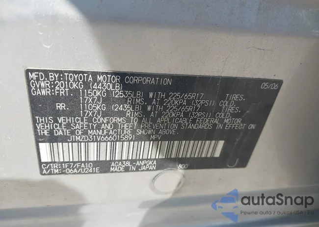 JTMZD31V666015891: 43196175