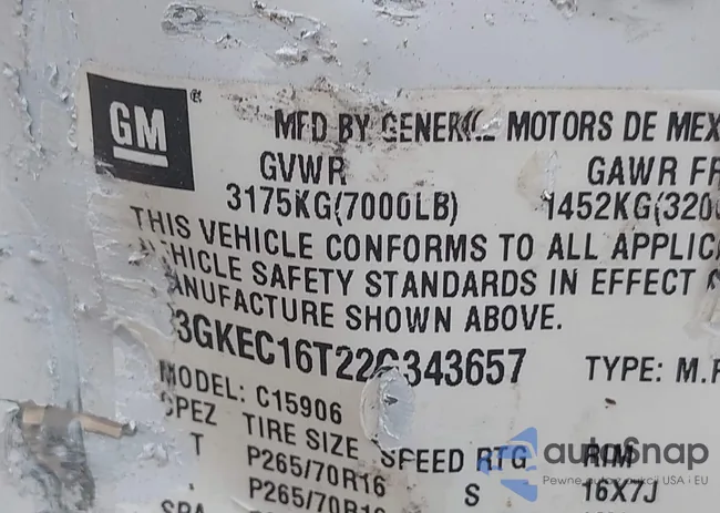 3GKEC16T22G343657: 43196204