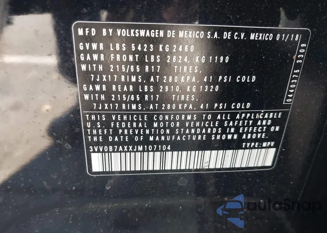 3VV0B7AXXJM107104: 43196225