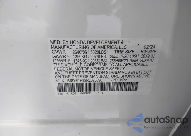 5J8YE1H82RL026696: 43196237