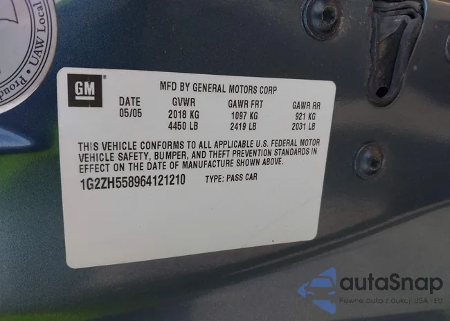 1G2ZH558964121210: 43196283