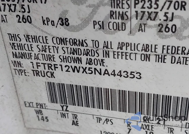 1FTRF12WX5NA44353: 43196327