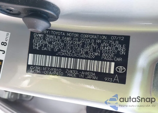 JTDKN3DUXC5489409: 43196336