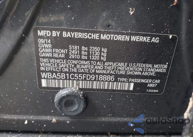 WBA5B1C55FD918886: 43196368