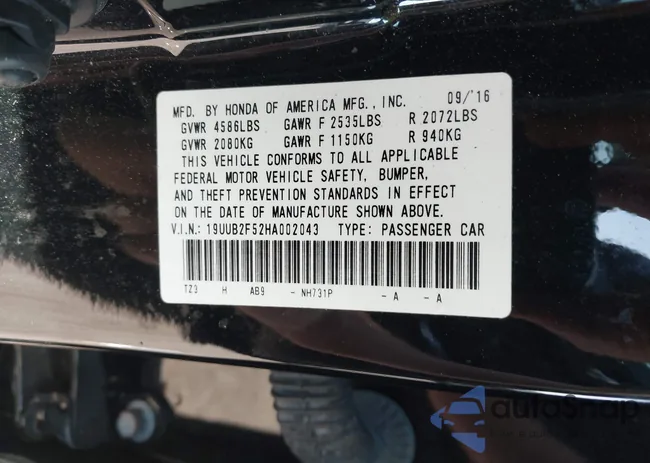 19UUB2F52HA002043: 43196468