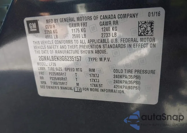 2GNALBEK8G6235157: 43196469