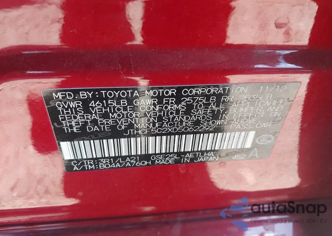 JTHCF5C2XD5062292: 43196505