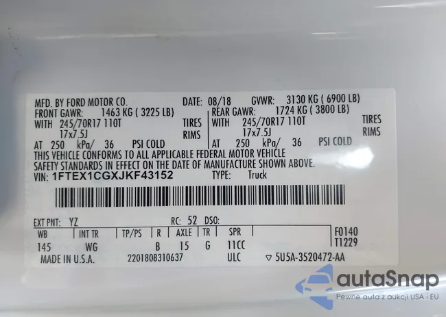 1FTEX1CGXJKF43152: 43196512