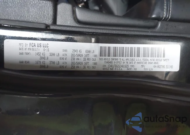 1C4RJFBG2GC461629: 43195570