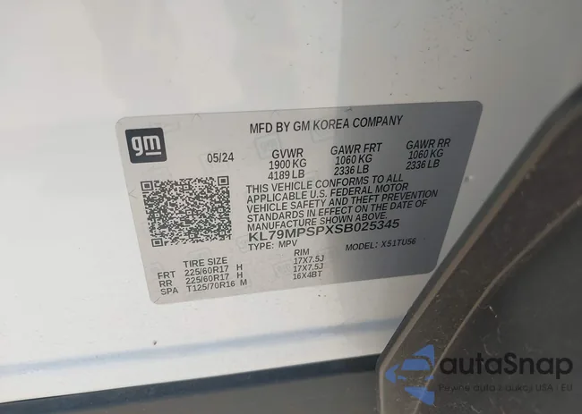 KL79MPSPXSB025345: 43195574