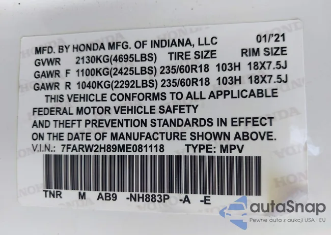 7FARW2H89ME081118: 43195627