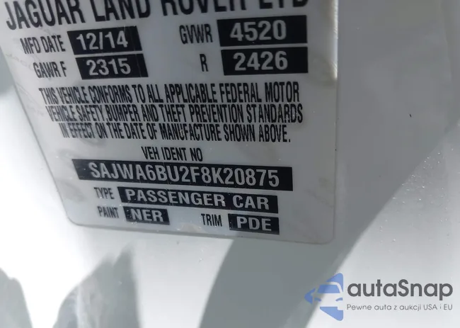 SAJWA6BU2F8K20875: 43195747