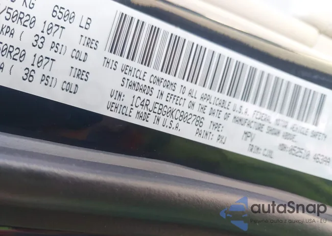 1C4RJEBG0KC802786: 43195750