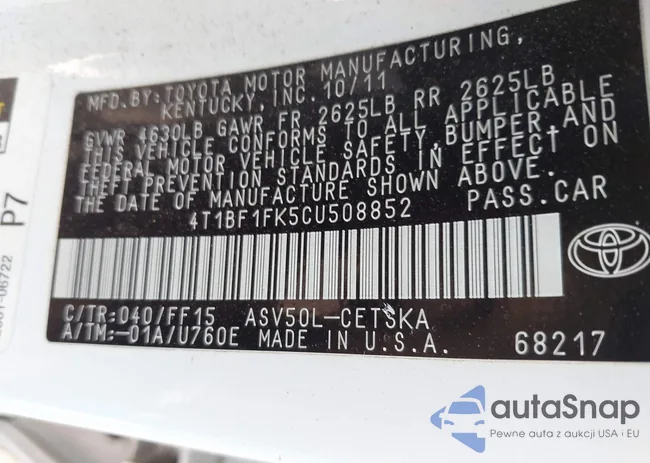 4T1BF1FK5CU508852: 43195802