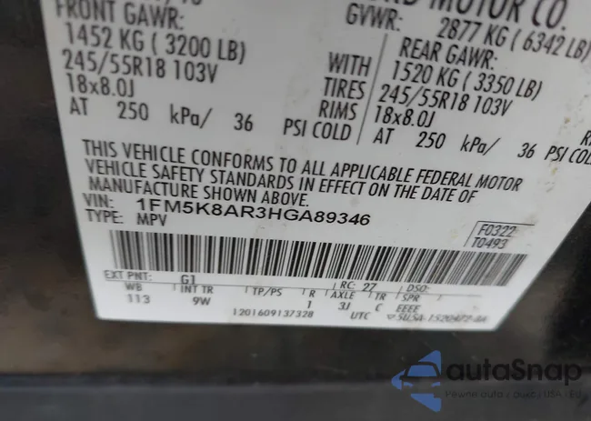 1FM5K8AR3HGA89346: 43195929