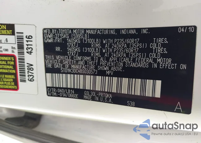 5TDYK3DC4BS030573: 43196976