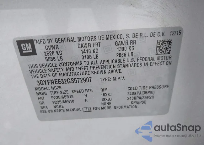 3GYFNEE32GS572907: 43196997