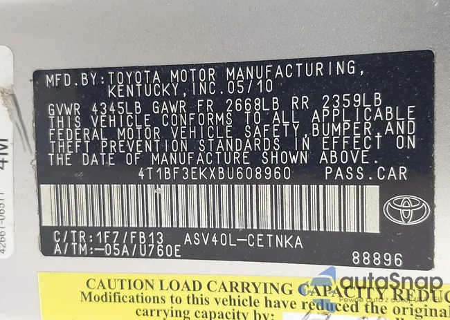 4T1BF3EKXBU608960: 43197014