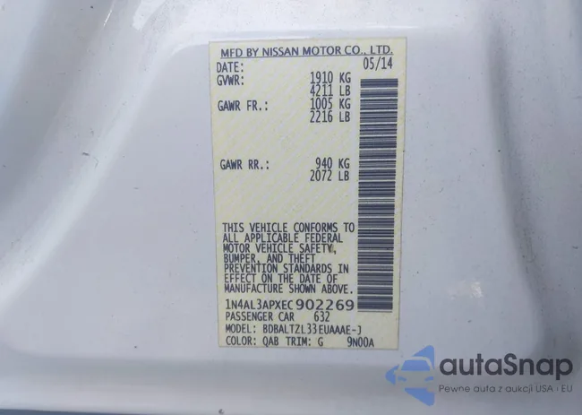 1N4AL3APXEC902269: 43197073