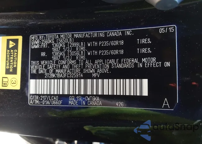 2T2BK1BA3FC325914: 43197096