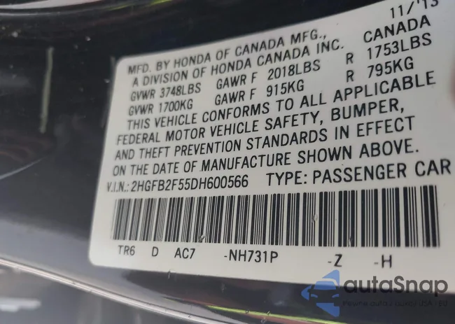 2HGFB2F55DH600566: 43197116