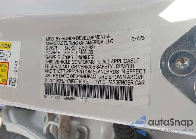 19XFL1H78PE016795: 43197169