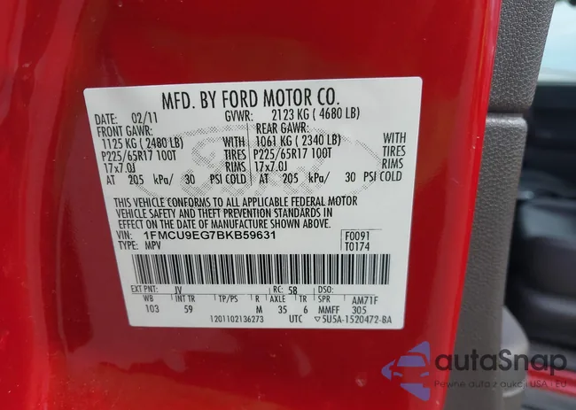 1FMCU9EG7BKB59631: 43197170