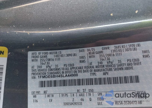 1FMDE6BH4SLA44900: 43197190