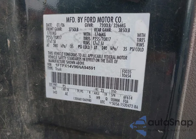 1FTPX14V96NA94591: 43197207